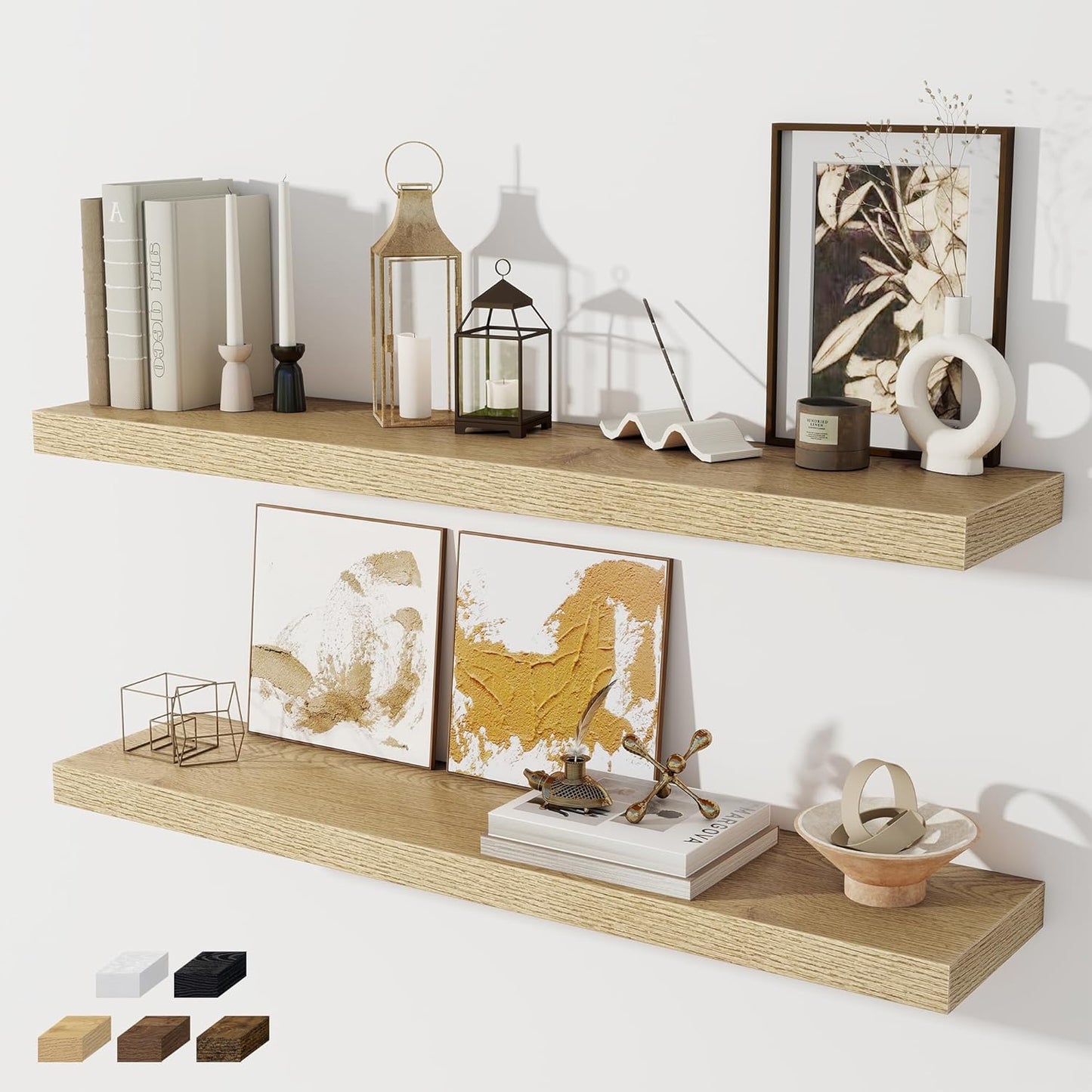 40 Inch Floating Shelves for Wall - Rustic Oak Display Shelf