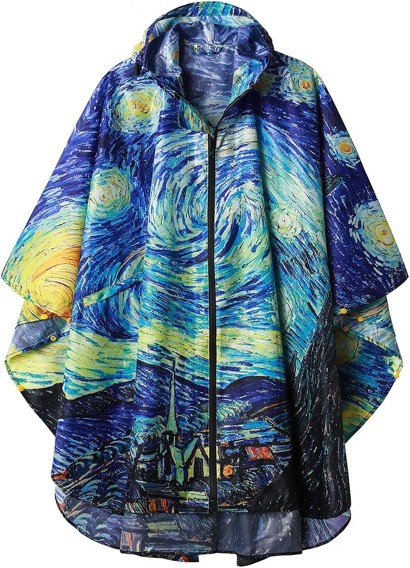 SaphiRose Rain Poncho Jacket Coat for Adults with Pockets