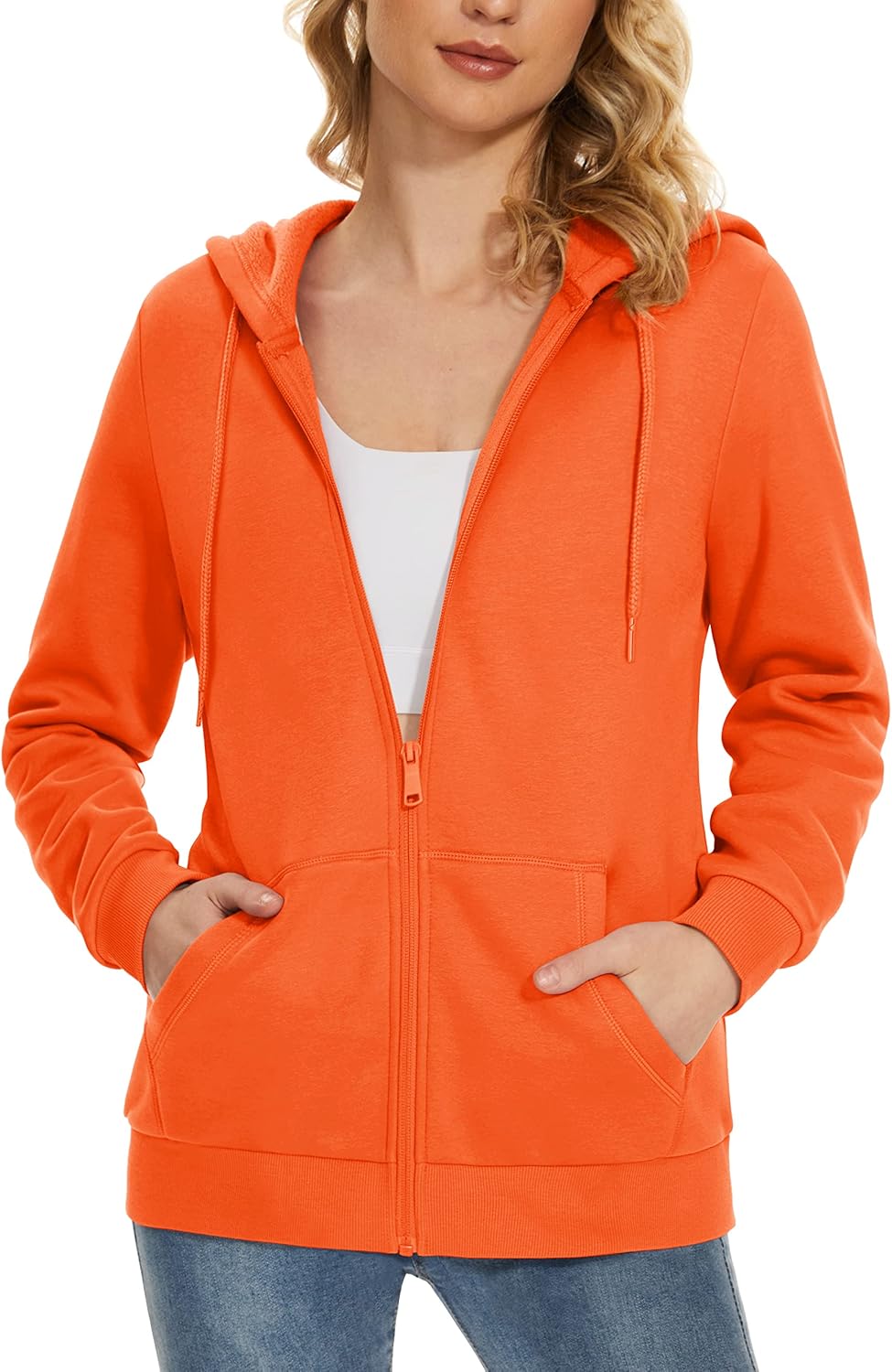 MAGCOMSEN Women's Fleece Lined Zip Up Hoodies for Comfort