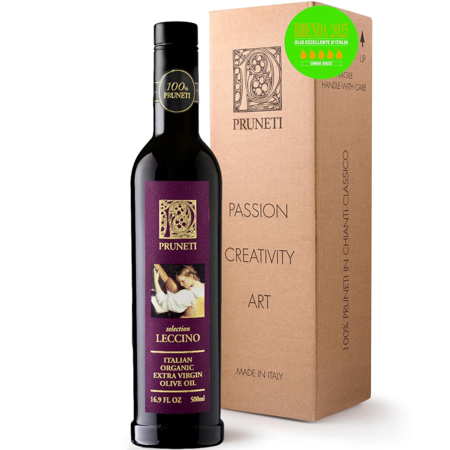 Pruneti Leccino Medium Organic Extra Virgin Olive Oil 16.9 fl oz