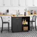 Shintenchi Kitchen Island Cart with Large Wood Worktop - White