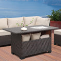 WAROOM Outdoor PE Wicker Coffee Table - Storage Patio Rattan Table