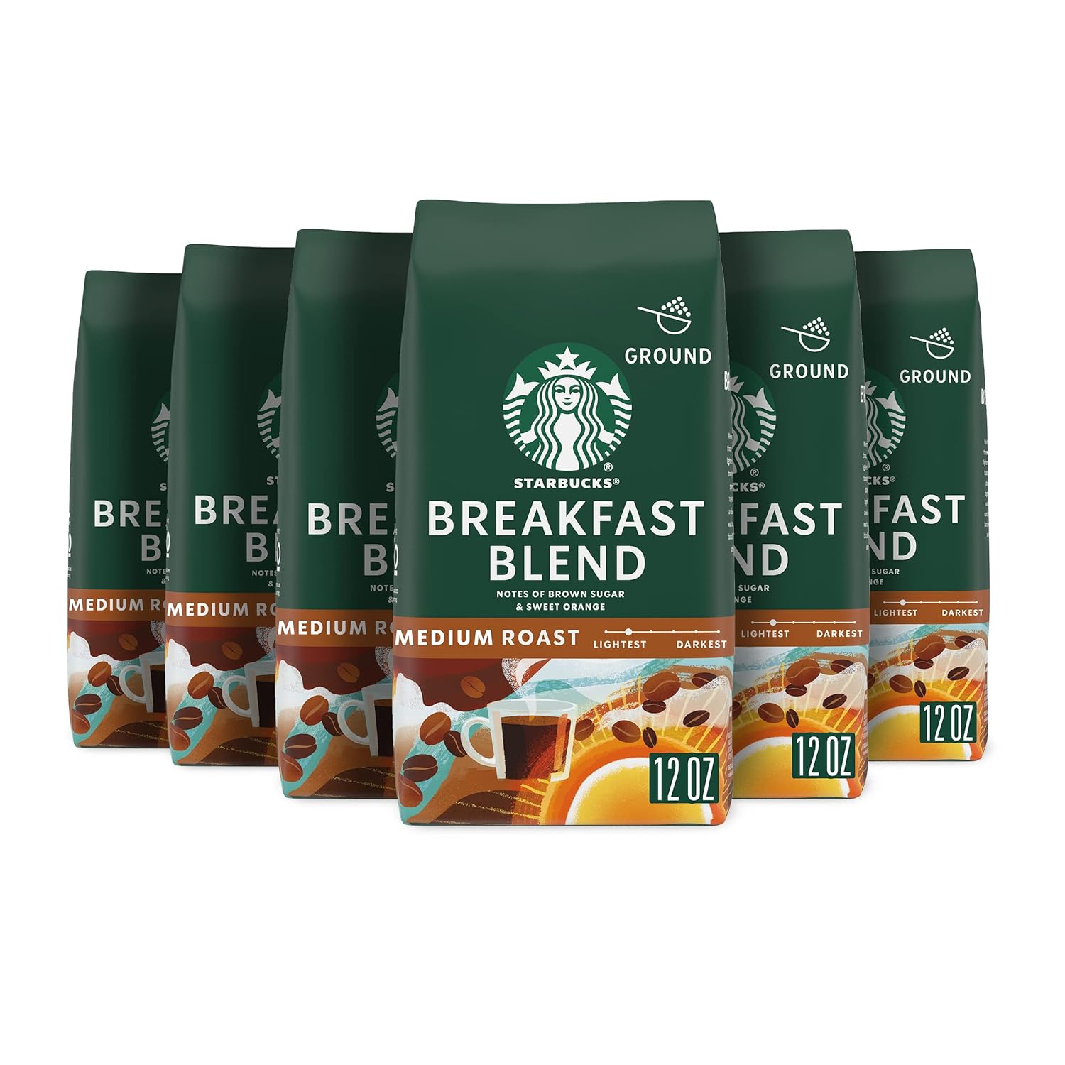 Starbucks Ground Coffee Breakfast Blend Medium Roast 100% Arabica