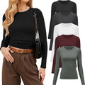 CE' CERDR Womens Long Sleeve Crew Neck Tee - Slim Stretch Basic