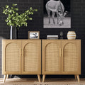 Rattan Storage Cabinet with Doors - Modern Accent Sideboard