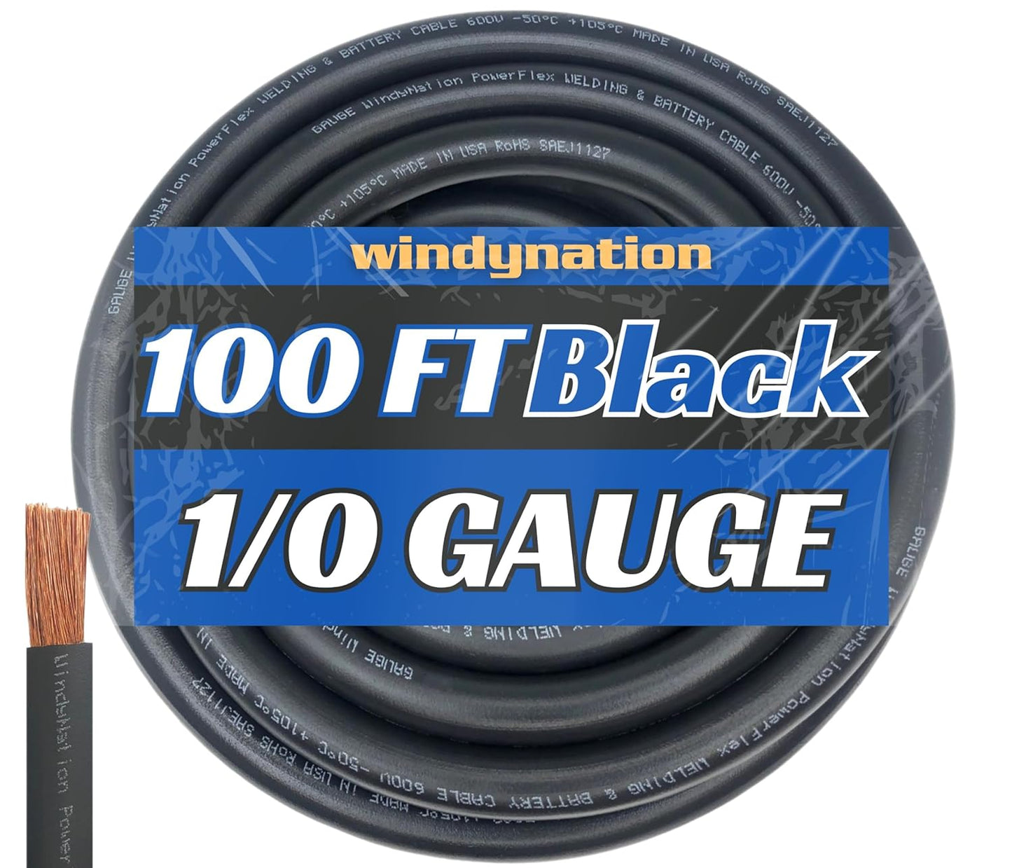 WNI 1/0 Gauge 100 Feet Ultra Flexible Welding Battery Cable