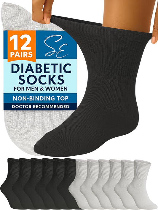Special Essentials Diabetic Socks for Men & Women - 12 Pairs