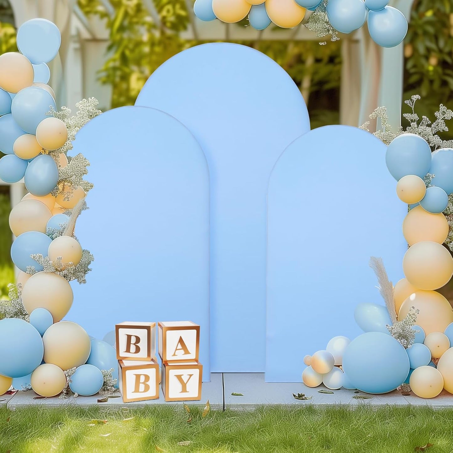 7.2FT Baby Blue Arch Backdrop Cover Set for Parties and Events