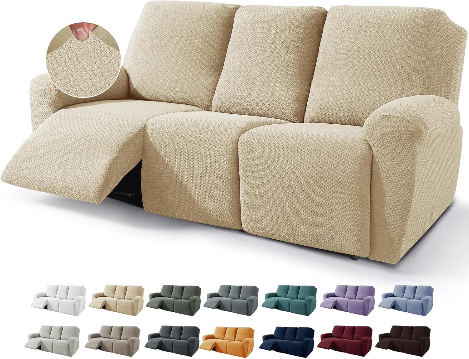 JIVINER 8-Piece Recliner Sofa Covers for Living Room
