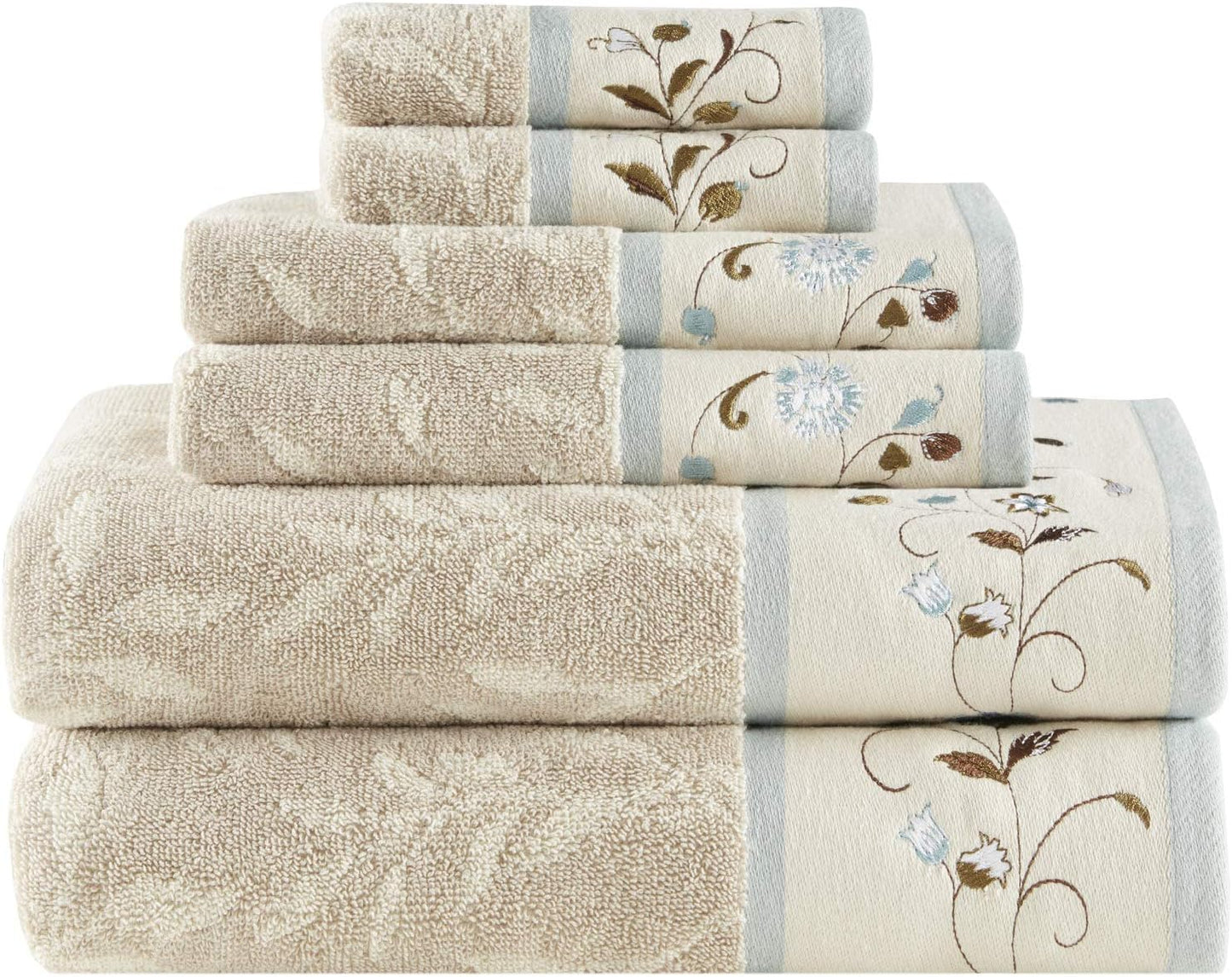 Madison Park Serene Cotton Jacquard Towel Set and Bath Rug