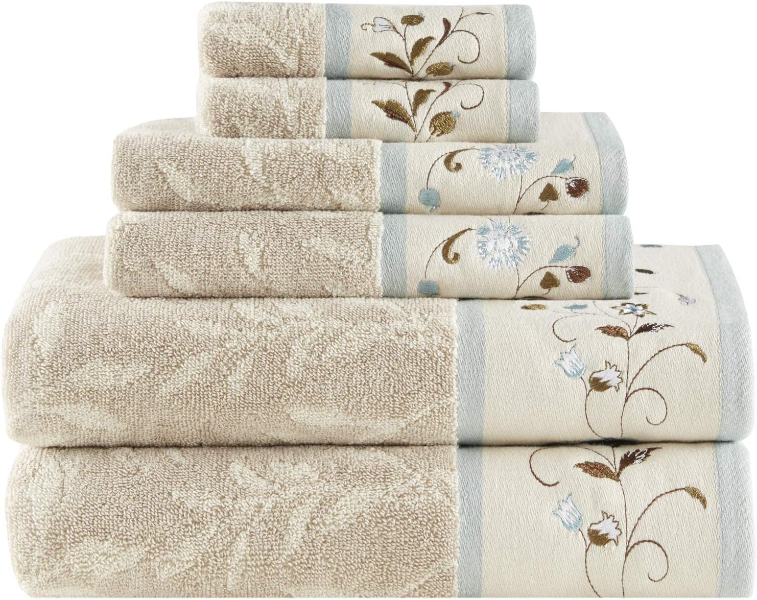 Madison Park Serene Cotton Jacquard Towel Set and Bath Rug