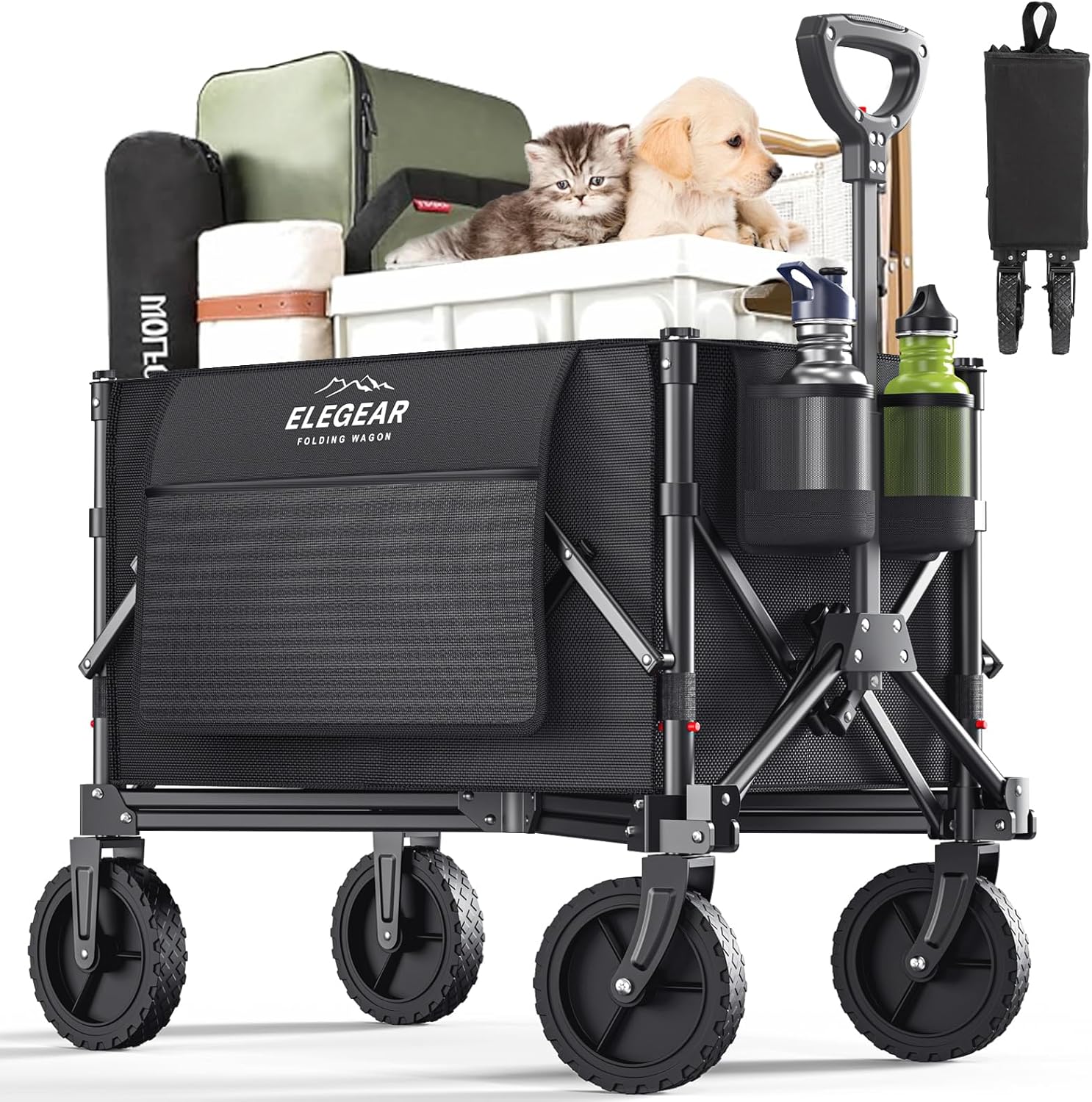 Elegear Foldable Heavy Duty Wagon: 220lbs Capacity, All-Terrain Wheels