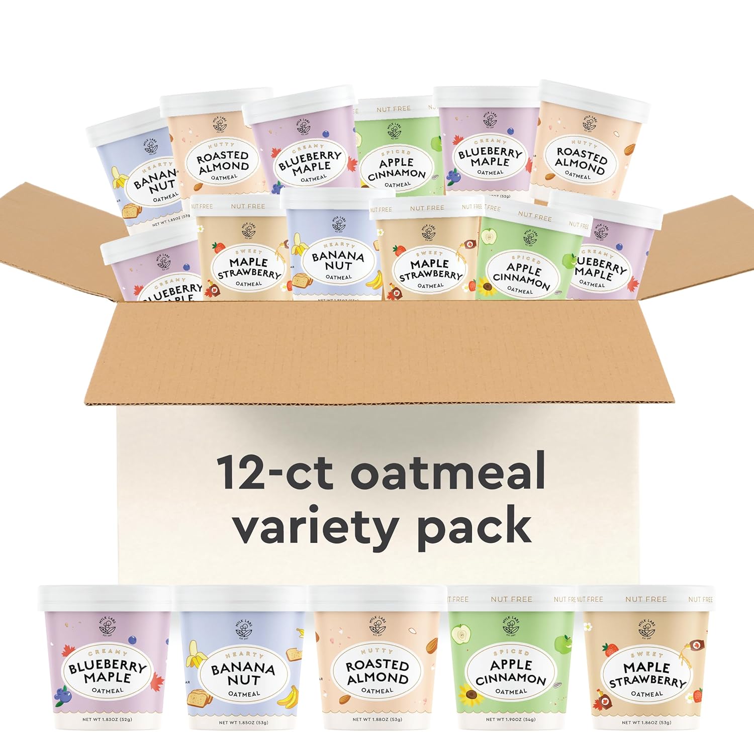 Mylk Labs Variety Pack Protein Oatmeal Cups for Healthy Mornings