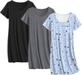 Ekouaer Cotton Nightgowns 3 Pack Sleepshirts - Soft Everyday Comfort
