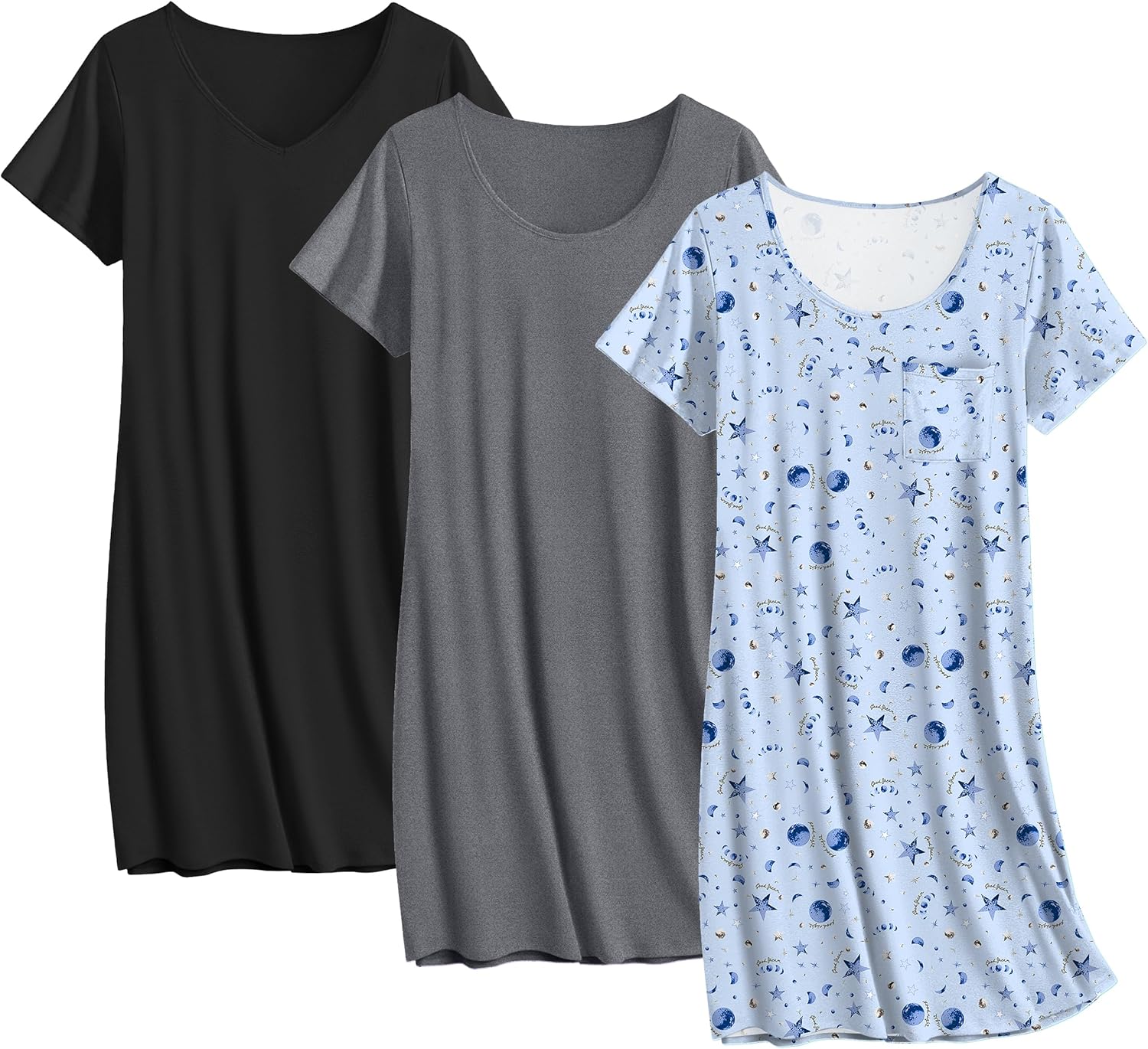 Ekouaer Cotton Nightgowns for Women - 3 Pack Sleepshirts