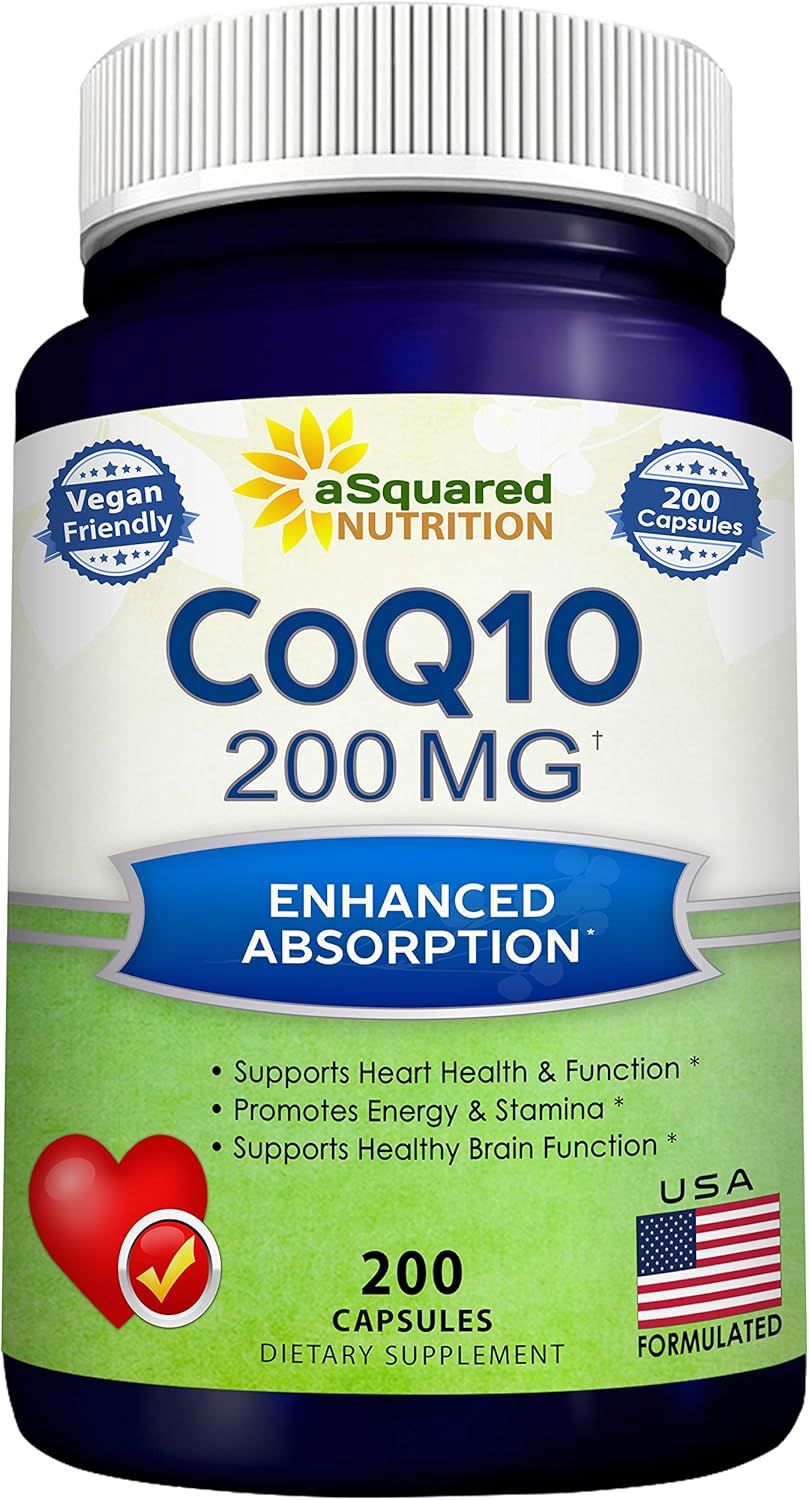 High Absorption CoQ10 Supplement by aSquared Nutrition - 200mg