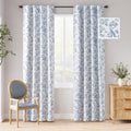 jinchan 95% Blackout Floral Curtains 84 in - Floral Blue Insulated
