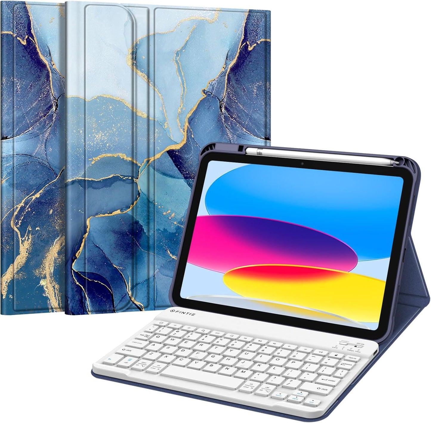 FINTIE Ocean Marble Keyboard Case - 2-in-1 Bluetooth Keyboard