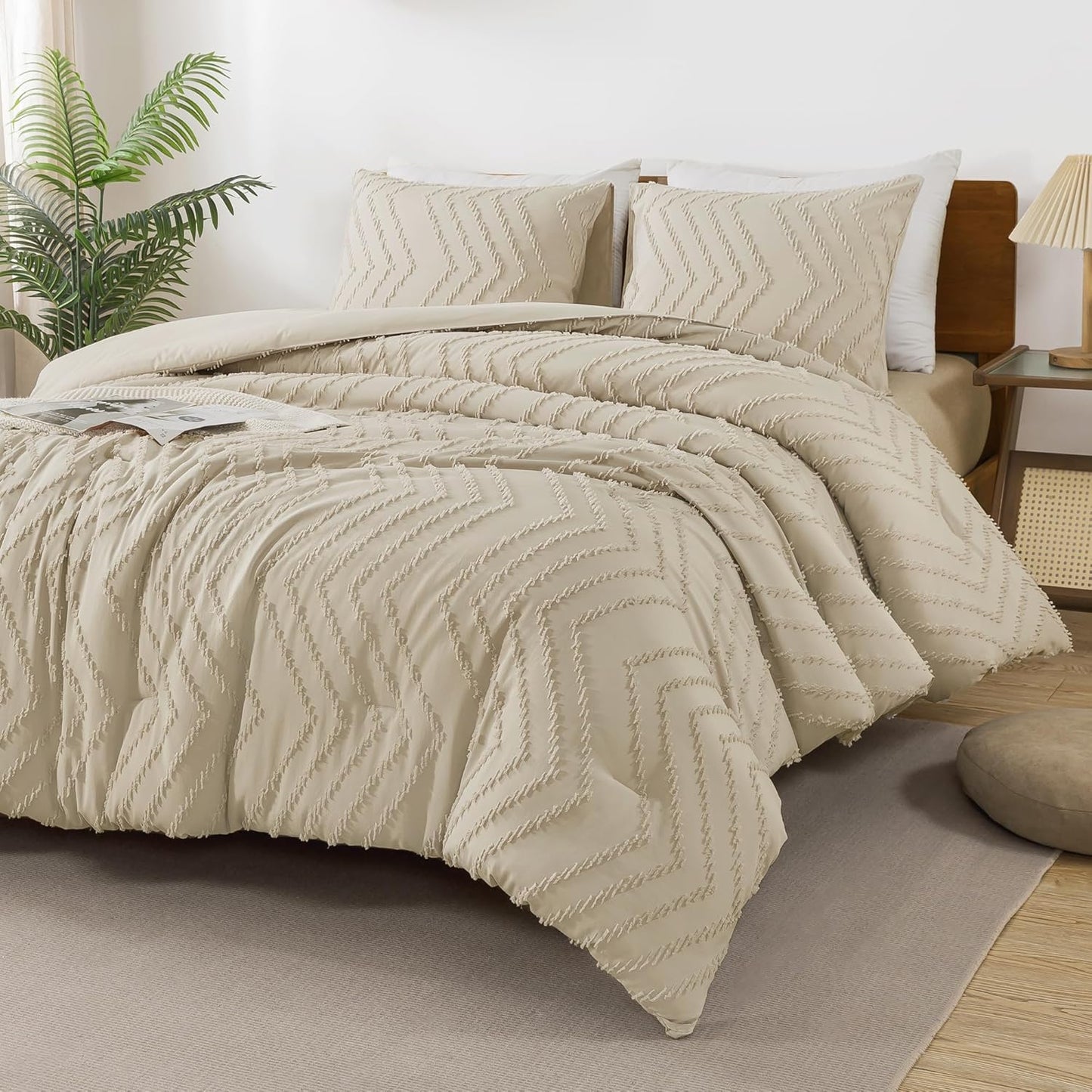 Andency Light Khaki Comforter Set King Size for Cozy Bedding