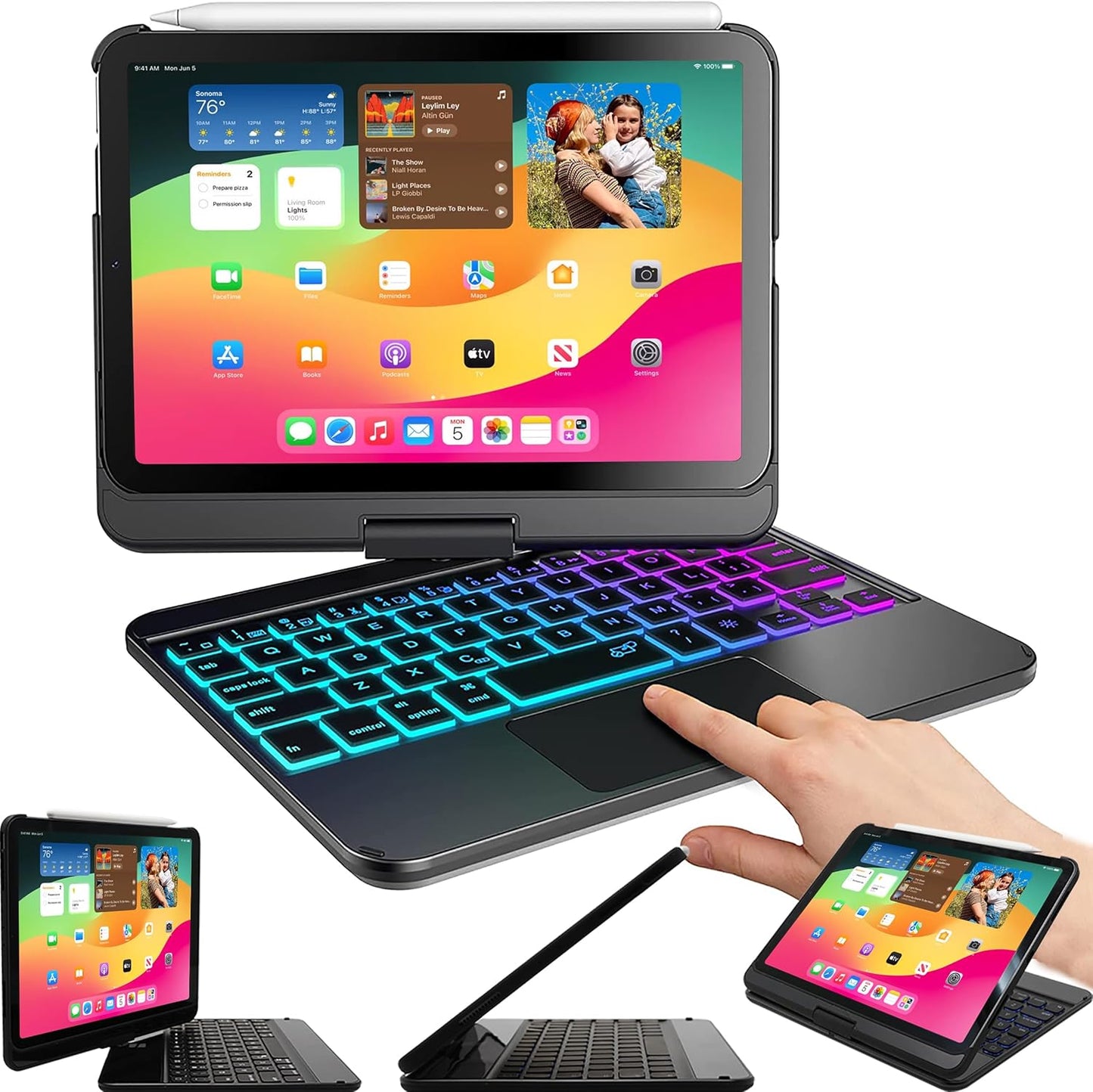 Snugg iPad Mini Keyboard Case with Backlit and Trackpad