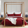 Cross Stitch Velvet Red Quilt Set King - Reversible Soft Velvet