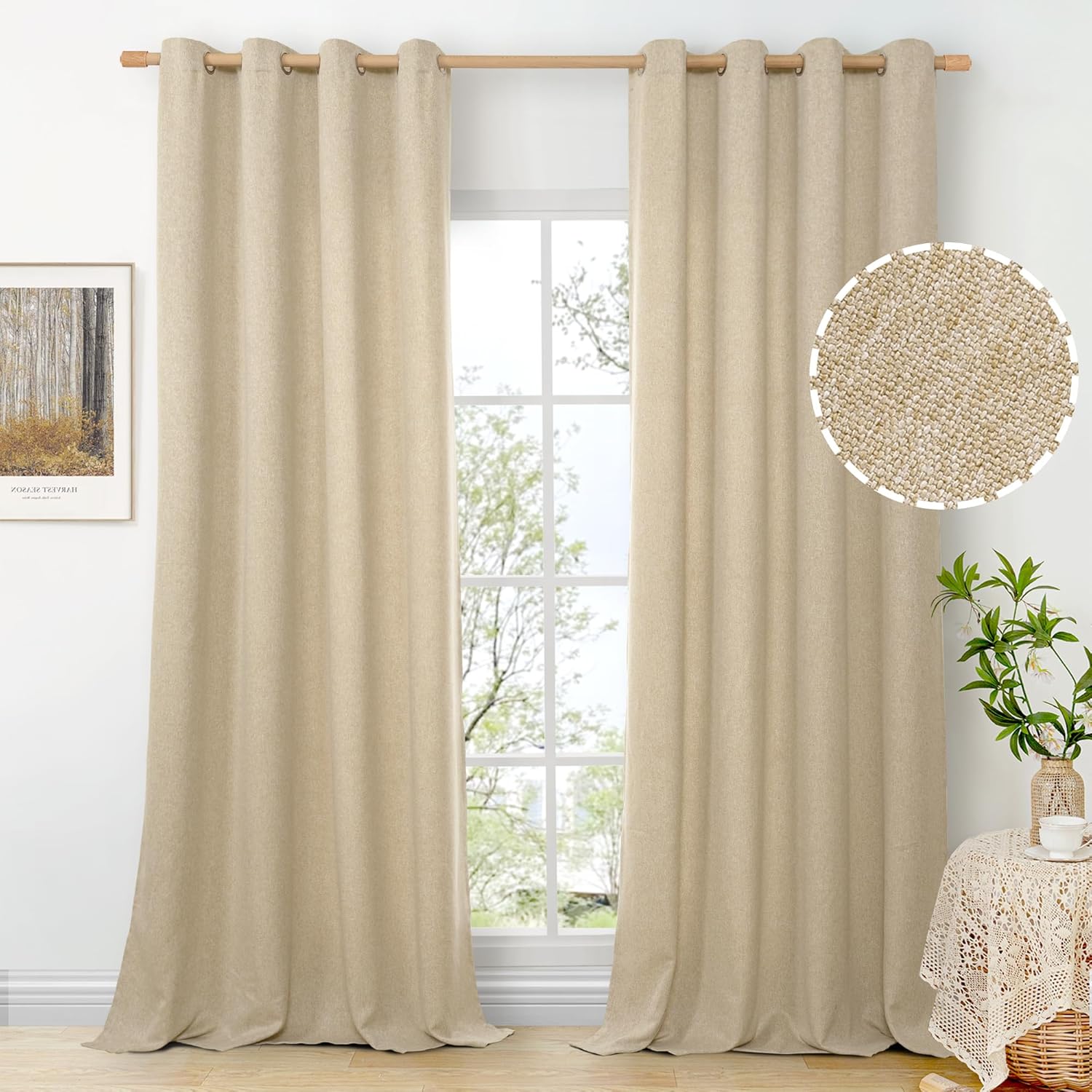 BGment Privacy Linen Curtains for Living Room, 108 Inch Length