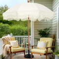 PHI VILLA 7ft Beach Umbrella with Fringe and Sand Anchor - Portable