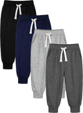 HXP Toddler Boys Sweatpants 4 Pack - Soft Cotton Joggers