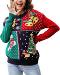 IFFEI Womens Ugly Christmas Sweater Novelty Print Crew