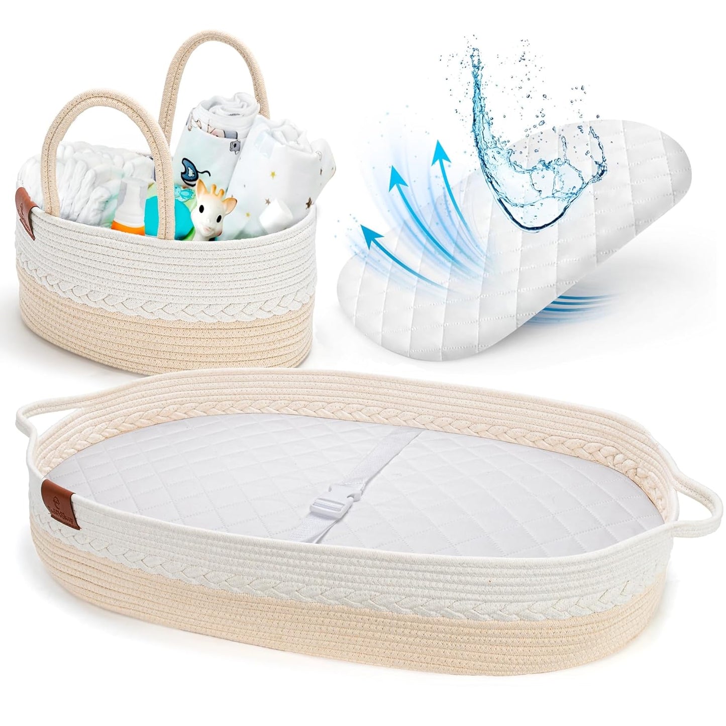Deluxe Baby Changing Basket for Dresser - Cotton Moses Baskets