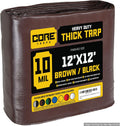 Core Tarps Heavy Duty 10 Mil Tarp Cover 12 x 12 - Waterproof, UV