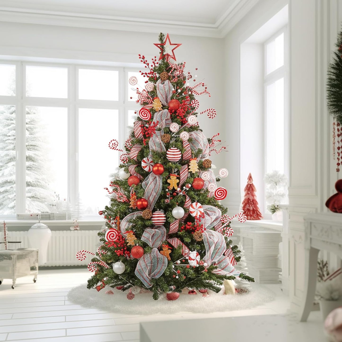 6FT Pre-lit Artificial Christmas Tree with 300 LED Lights