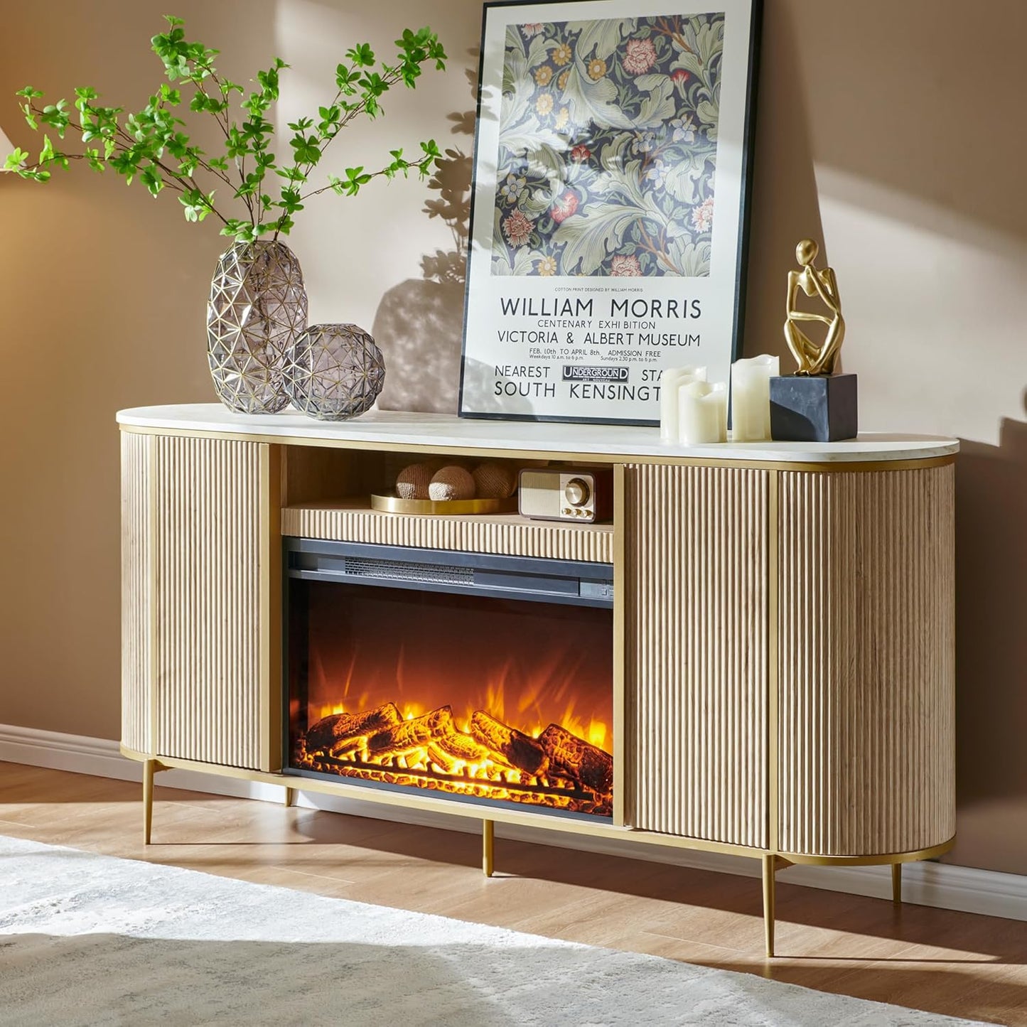 OKD Luxury Fluted TV Stand: Sleek Entertainment for 80 TVs
