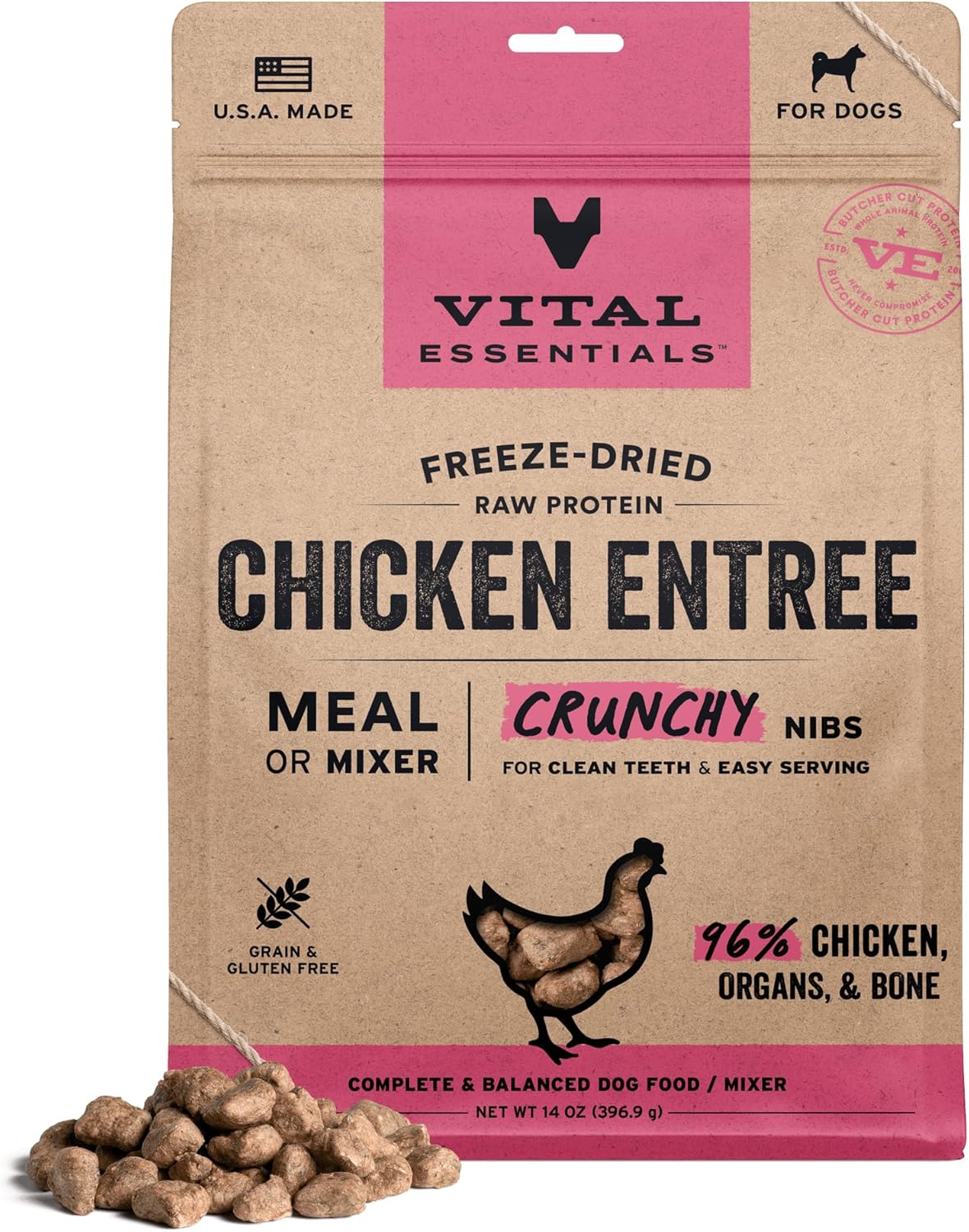 Vital Essentials Freeze-Dried Raw Chicken Crunchy Nibs for Dogs