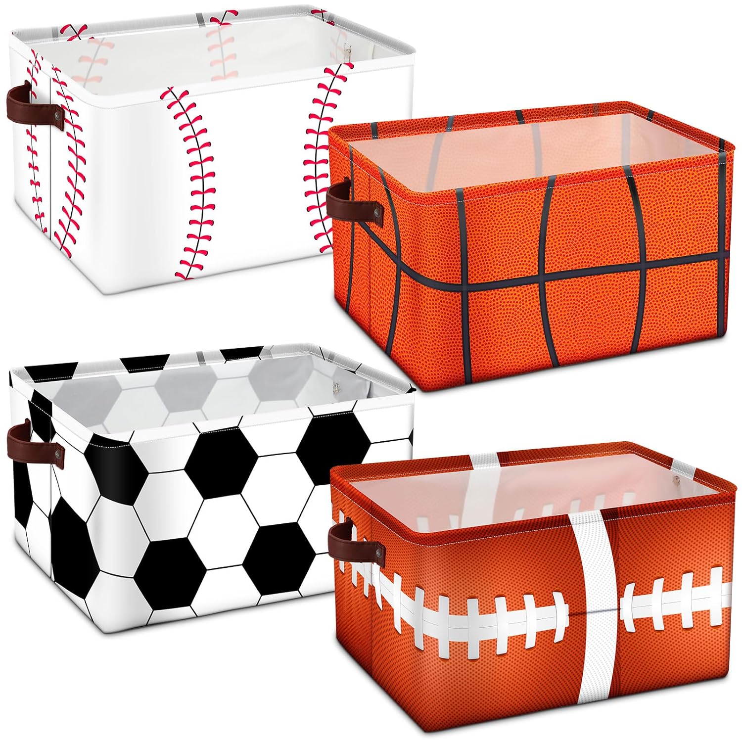 Bokon 4 Pcs Sports Ball Storage Bins for Kids Bedroom Organization