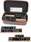 Double 6 Jumbo Dominoes 28 Tiles with 4 Racks and Bag - Classic Play