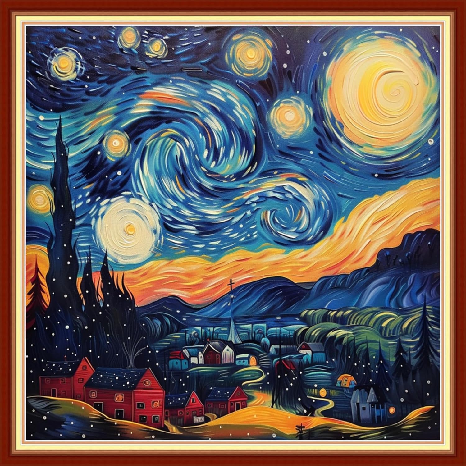 Magxvouy Cross Stitch Kits for Beginners - Van Gogh Starry Sky