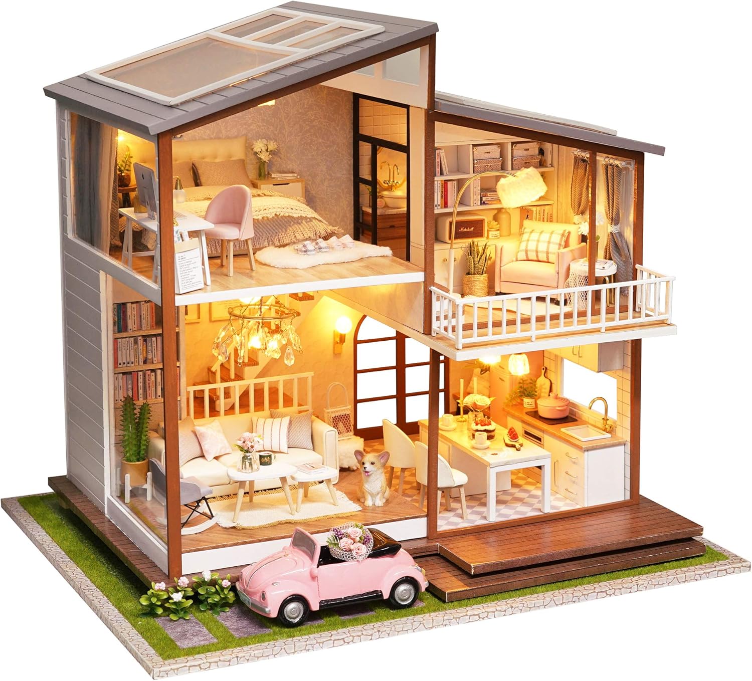Spilay DIY Dollhouse Miniature Kit with LED Light & Music Box