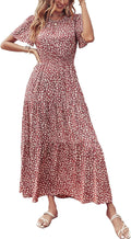 Women's Boho Floral Maxi Dress - Flowy Smocked Waist Maxi