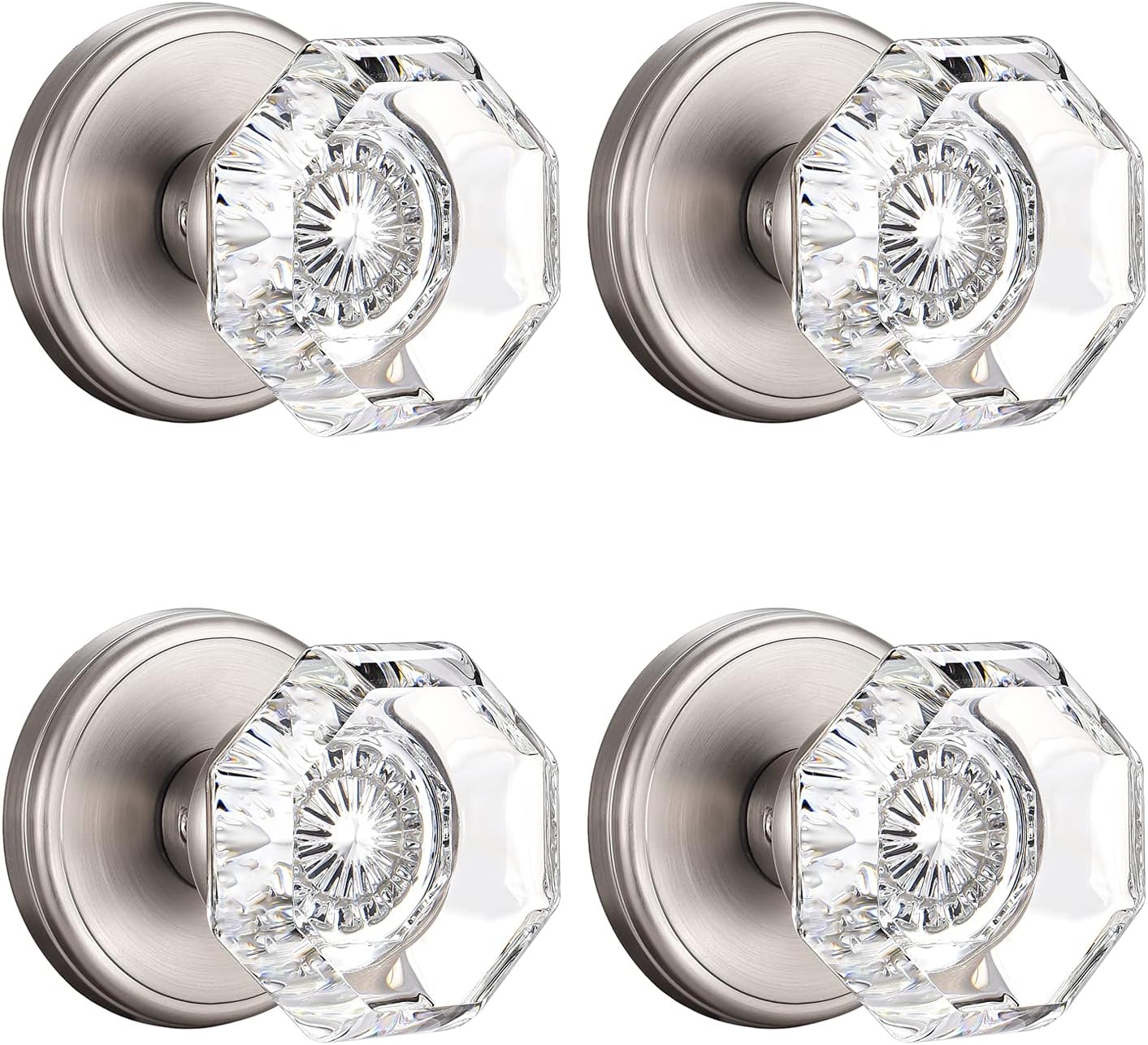 4 Pack Glass Dummy Door Knobs for Stylish Home Decor