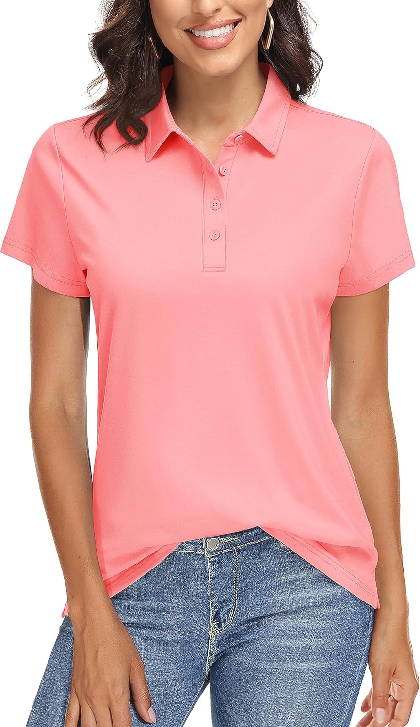 TACVASEN Women's Golf Polo Shirts with UPF 50+ Sun Protection