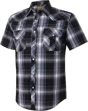 Men's Western Cowboy Pearl Snap Shirts with Two Pockets