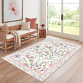Washable Floral Area Rug 3x5 Pink - Soft Non-Slip Entryway Rug