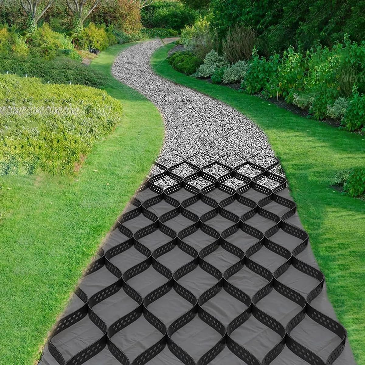 2 Thick Gravel Ground Grid for Driveway Stabilization and More