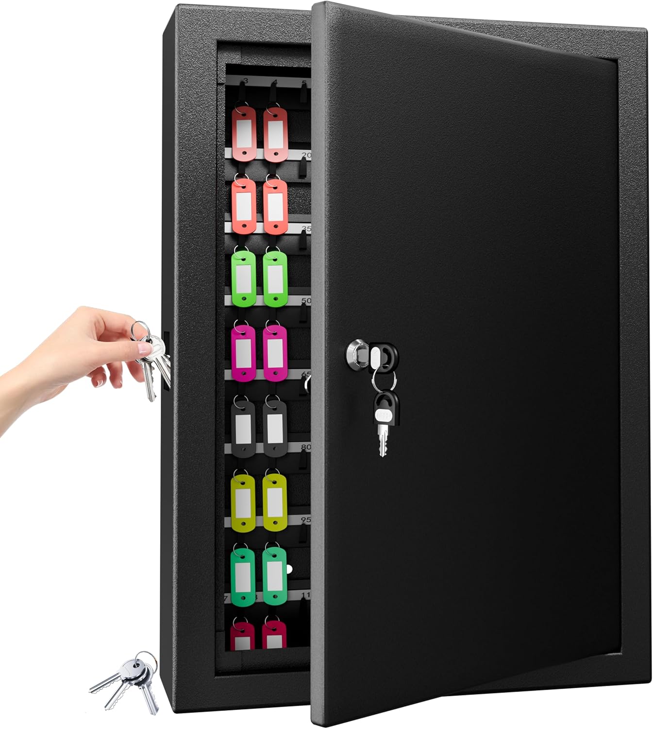 Key Box Wall Mount for 200 Keys - Secure Key Organizer Cabinet