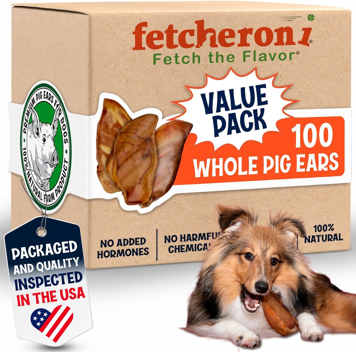 Whole Pig Ears for Dogs Large - Natural Chews for Dental Care