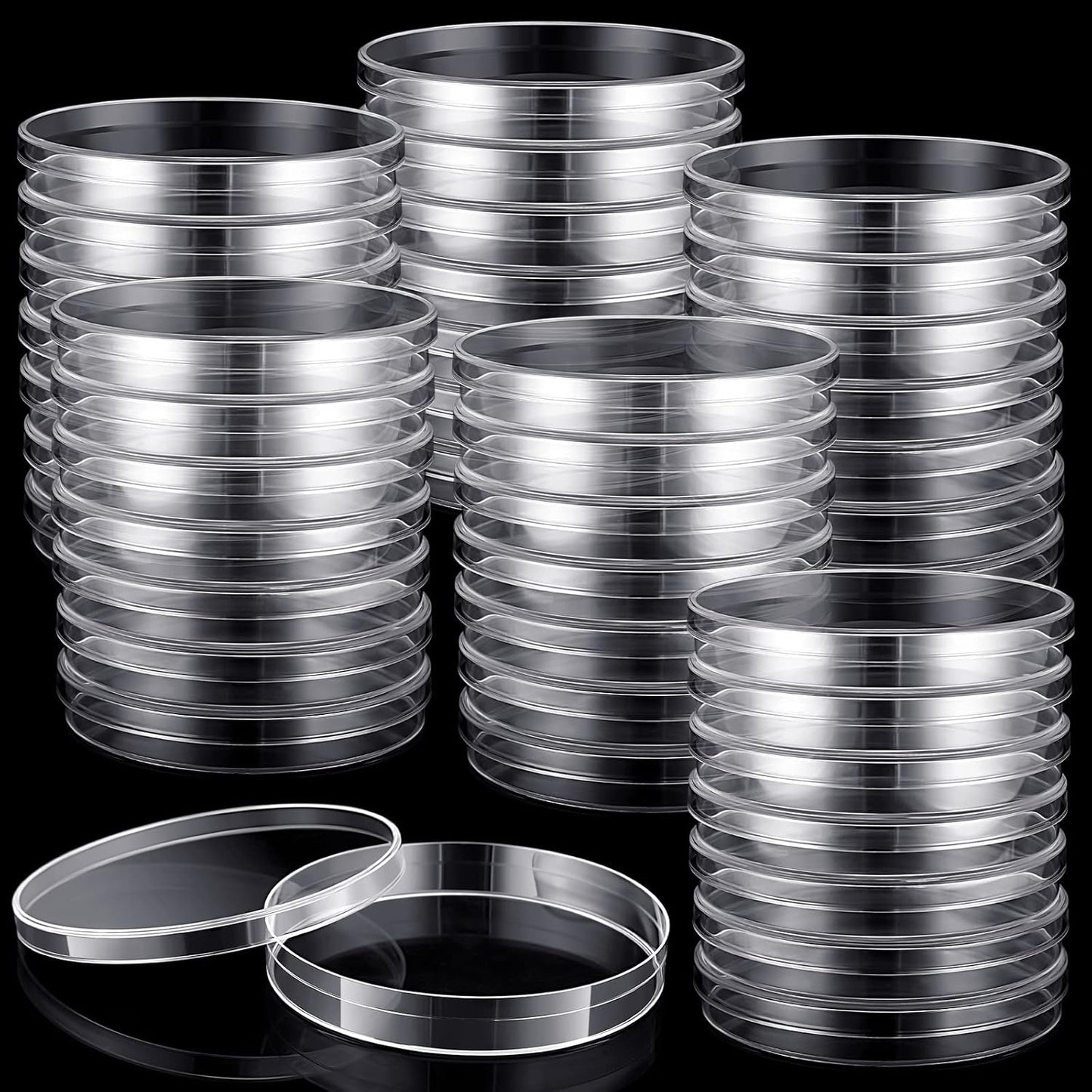 200 Pack Sterile Plastic Petri Dishes for Lab Science Projects