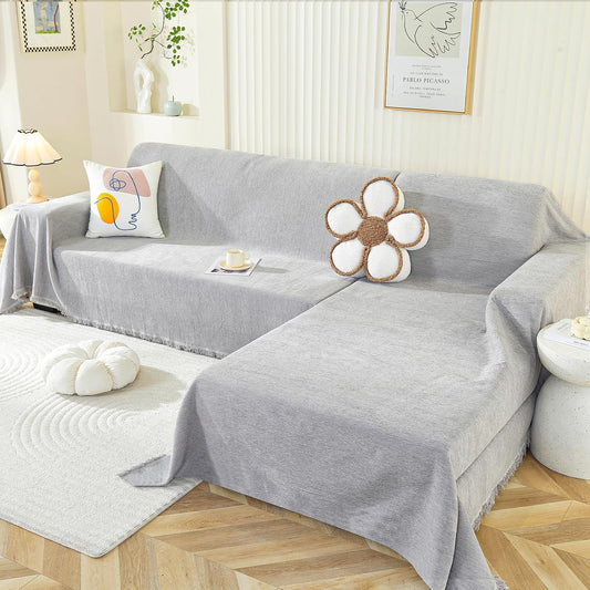 OstepDecor Chenille Sectional Couch Covers for L Shaped Sofas