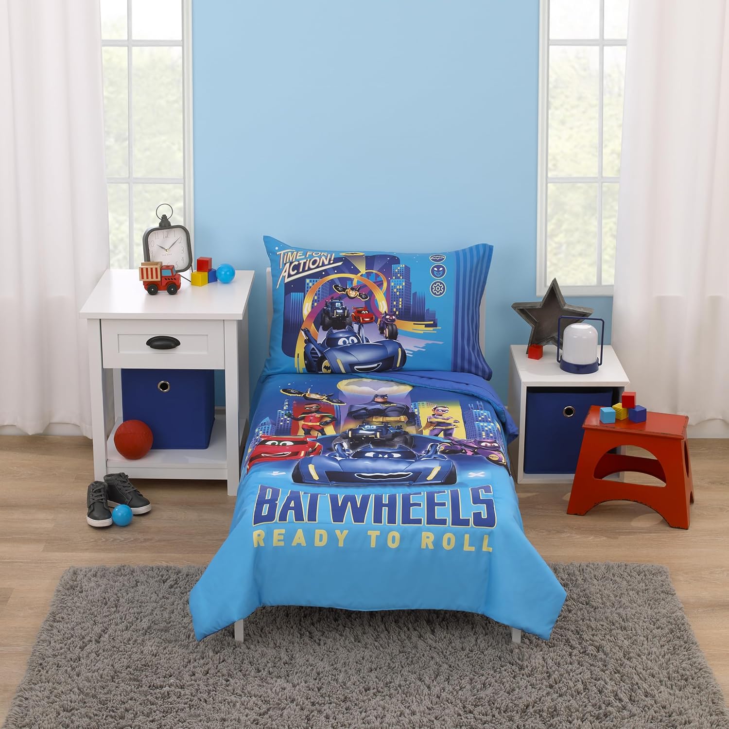Warner Brothers Batwheels 4 Piece Toddler Bed Set for Kids