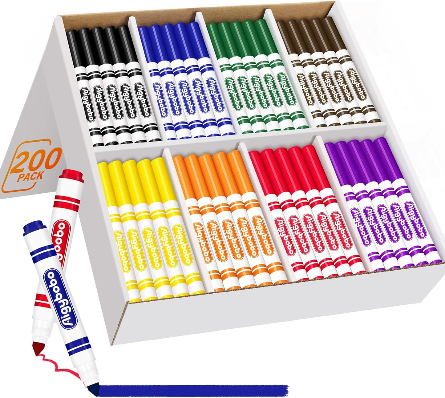 200 Count Washable Markers Bulk for Kids Art Supplies